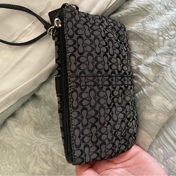 Coach Black and Gray Signature Wristlet - Picture 4 of 4